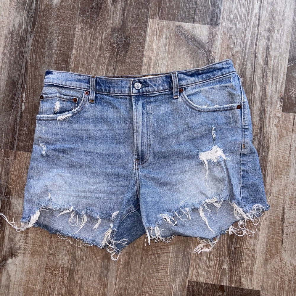 Abercrombie & Fitch Light Blue Distressed Denim Cutoff Shorts
